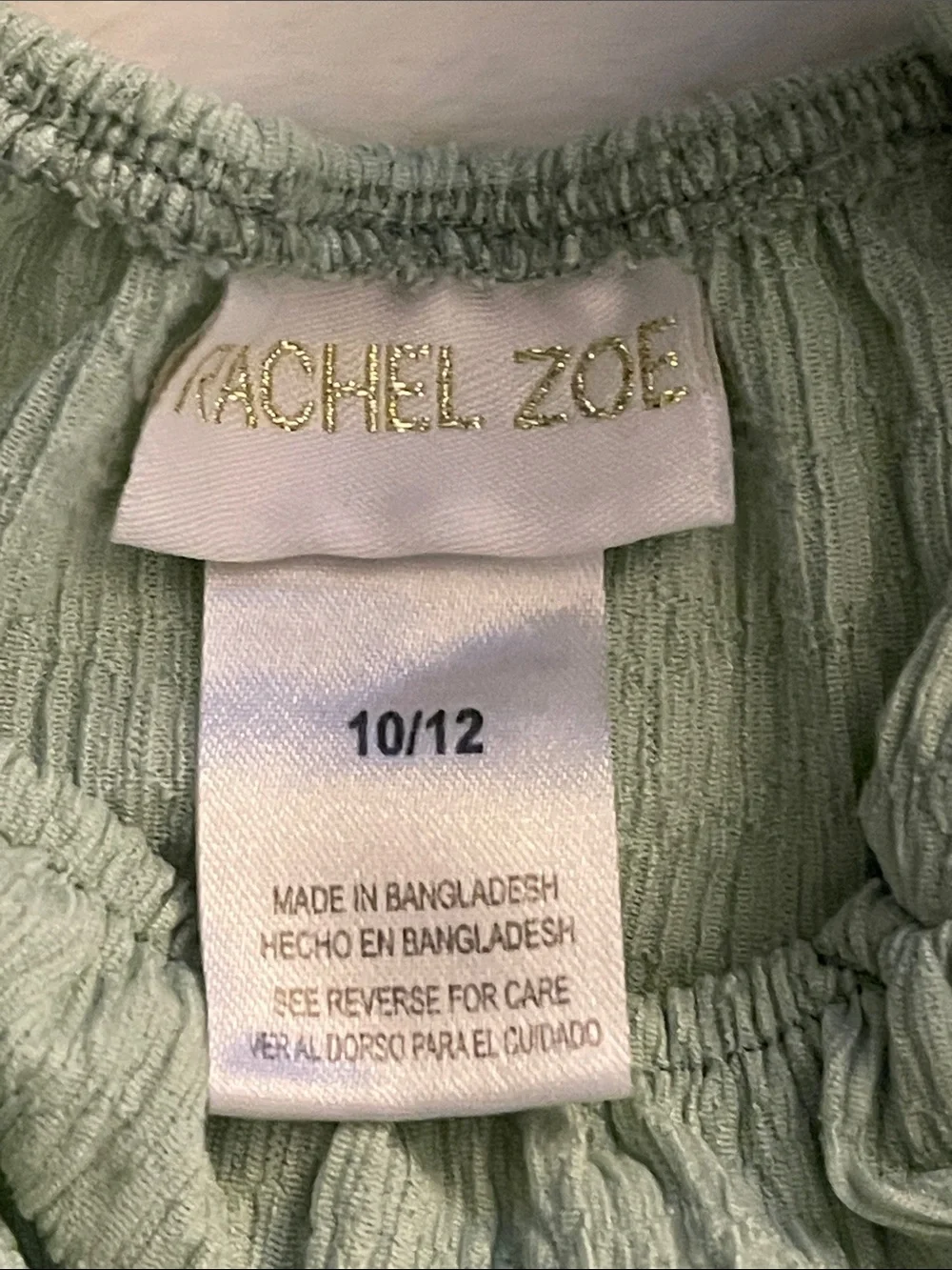 Rachel Zoe Girls' Sage Green Crinkled Romper SZ 10-12